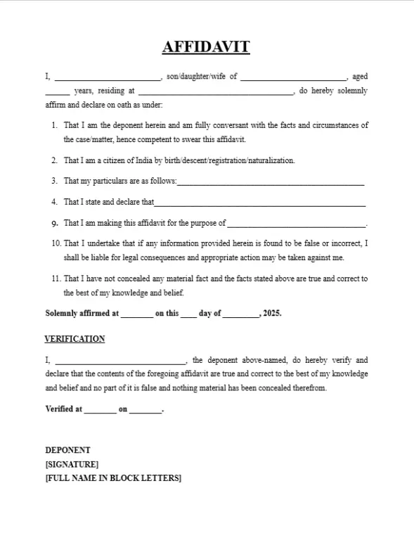 Name Correction Affidavit Format