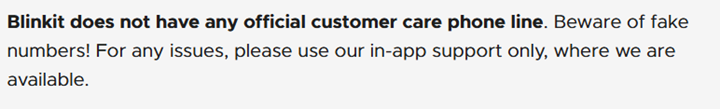Blinkit customer care information