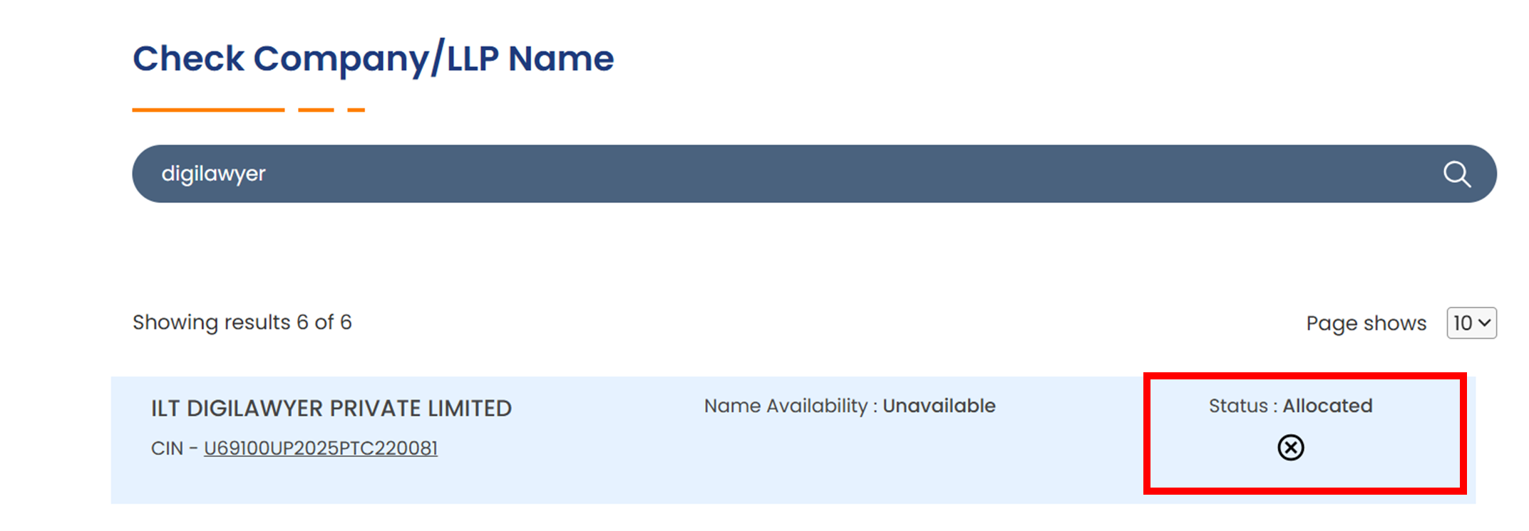 Search bar for Checking availability-MCA