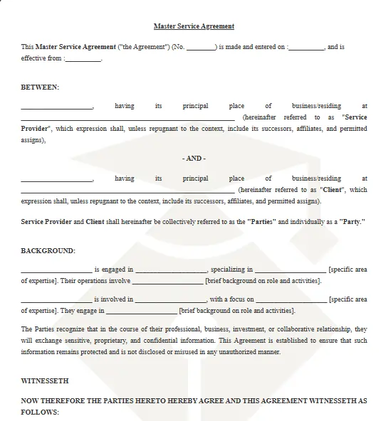 Master Service Agreement Template