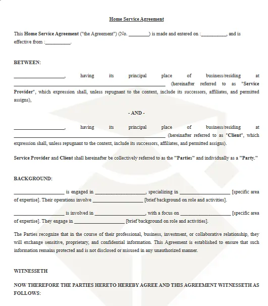 Home Service Agreement Template