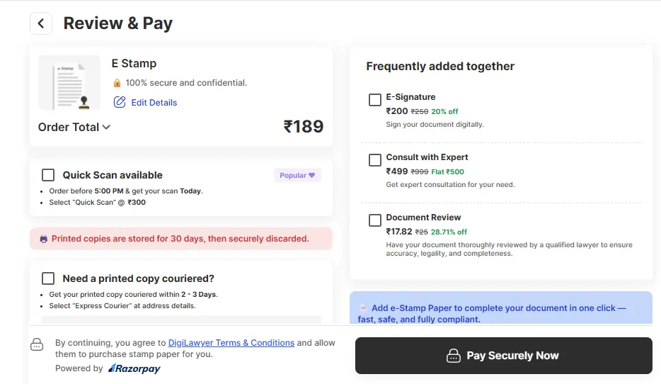 review your details and pay securely