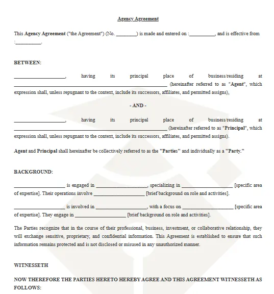 Agency Agreement Online Template