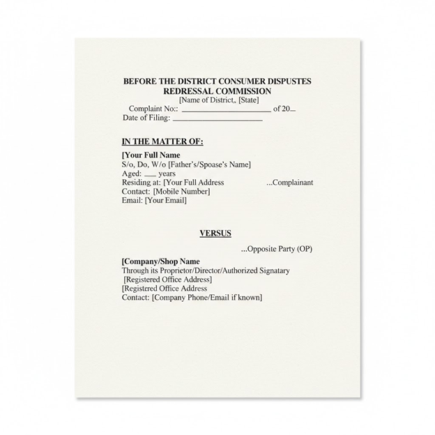 Consumer Complaint Format